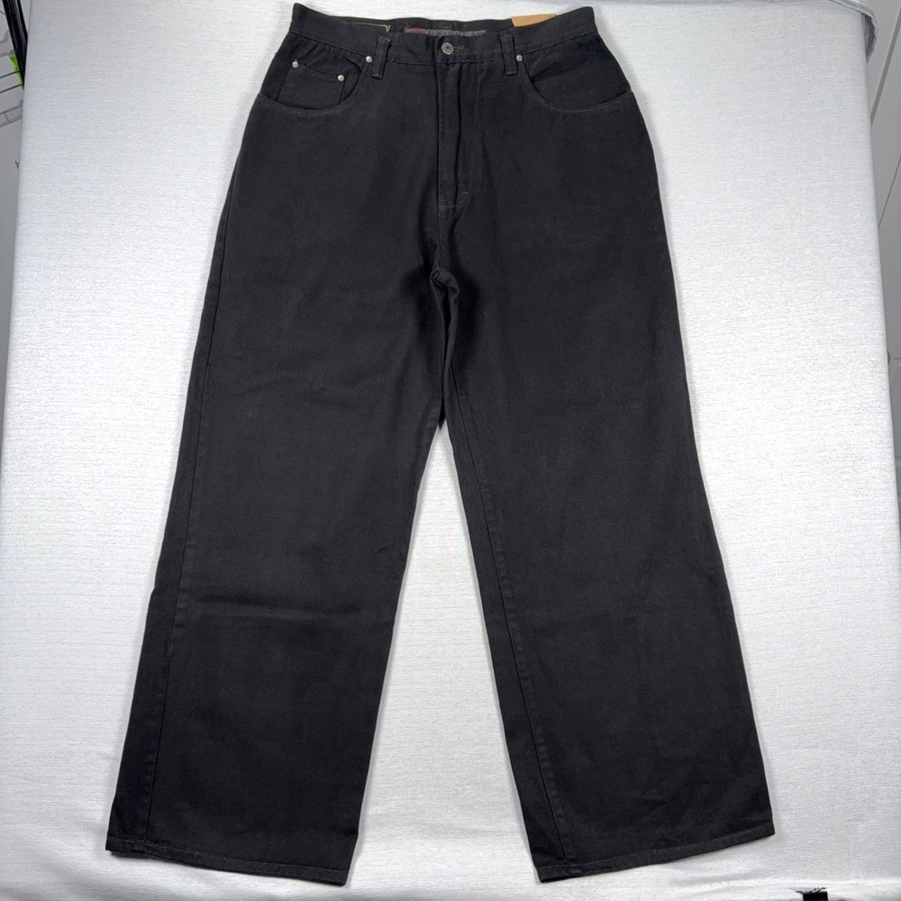 Vintage Union Bay Y2K Baggy Wide Leg Jeans Mens 36x32 Black Cotton NEW